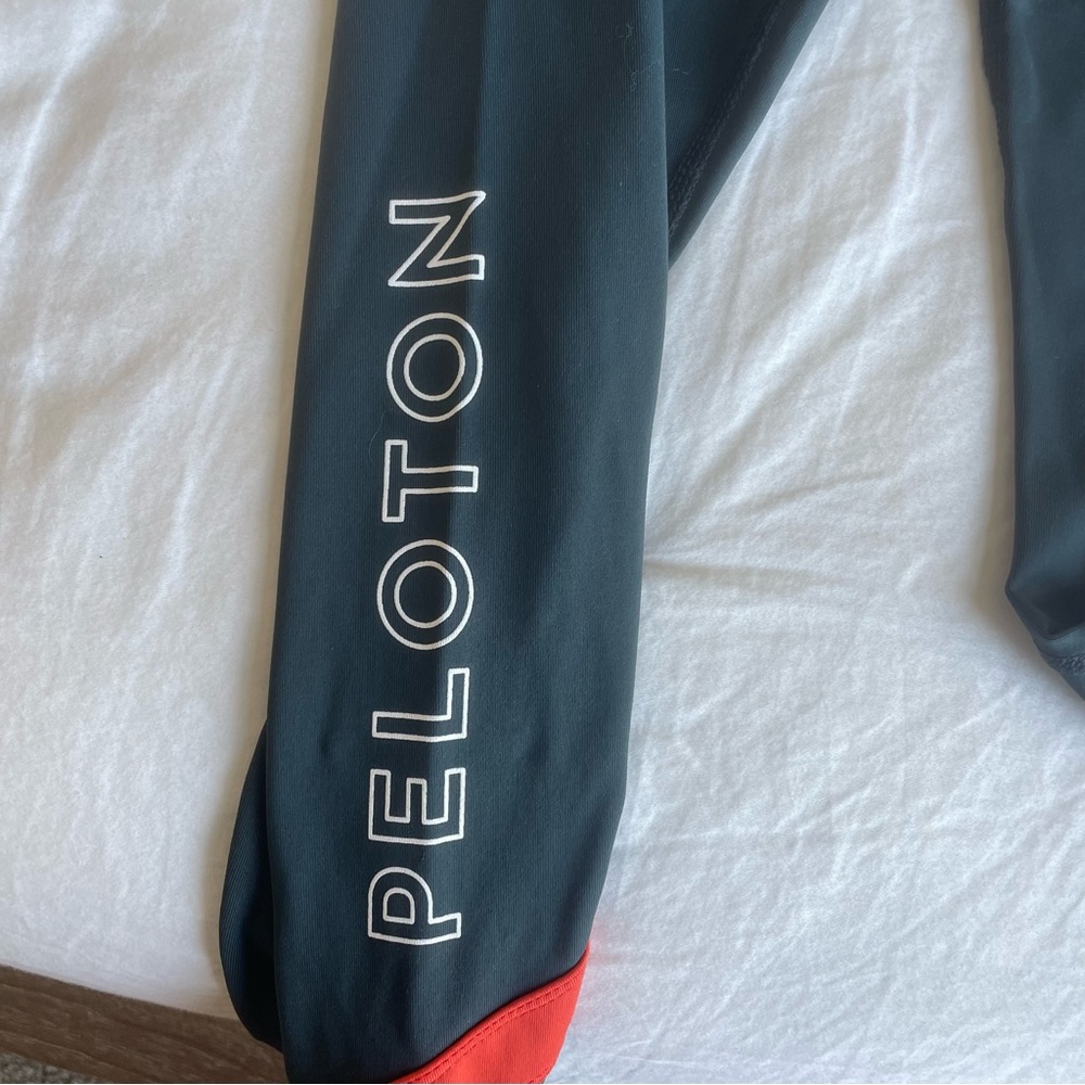 Peloton Branded Leggings Grey, Orange, and White - Picture 3 of 4